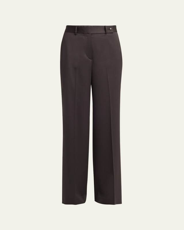 Straight Leg Wool-Blend Trousers